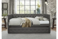 Claiborne Twin Upholstered Daybed With Trundle -Home Furniture 305540 grey fabric daybed room 85