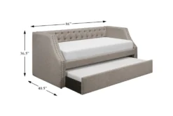 Freya Twin Upholstered Daybed With Trundle -Home Furniture 305673 grey fabric daybed detail 44