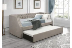 Freya Twin Upholstered Daybed With Trundle -Home Furniture 305673 grey fabric daybed room 86