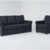 Athos Midnight Blue 2 Piece Sofa & Chair Set