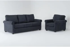 Athos Midnight Blue 2 Piece Sofa & Chair Set