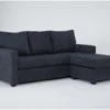 Aramis Midnight Blue 83" Queen Sleeper Sofa With Reversible Chaise