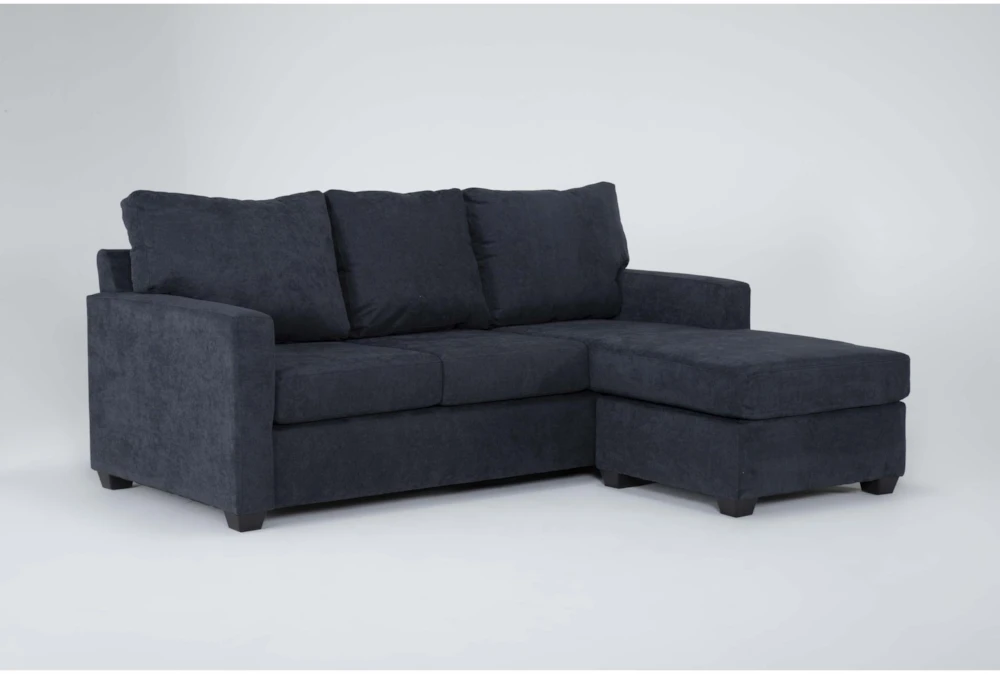 Aramis Midnight Blue 83" Queen Sleeper Sofa With Reversible Chaise 1 Aramis Midnight Blue 83" Queen Sleeper Sofa With Reversible Chaise