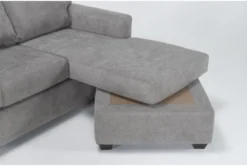 Aramis Vintage 83" Queen Sleeper Sofa With Reversible Chaise -Home Furniture 305978 grey fabric reversible sofa chaise detail 45