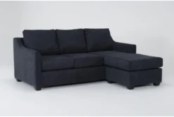 Porthos Midnight Blue 80" Queen Sleeper Sofa With Reversible Chaise