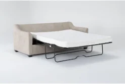 Porthos Cream 80" Queen Sleeper Sofa With Reversible Chaise -Home Furniture 306025 beige fabric reversible sofa chaise side 19