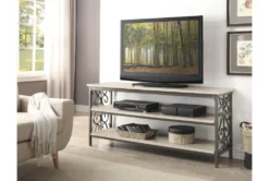 Countryside 62" Tv Stand With Faux Marble Top -Home Furniture 306168 white wood media console room 85