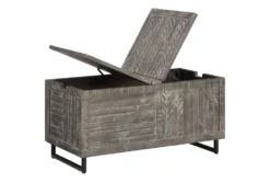 Colt Distressed Gray Storage Trunk -Home Furniture 306529 grey wood chest detail 44