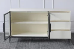 White 3 Drawer 2 Door Sideboard -Home Furniture 307279 white wood cabinet detail 46