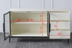 White 3 Drawer 2 Door Sideboard -Home Furniture 307279 white wood cabinet detail 49