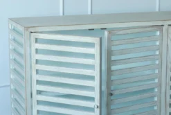 Antique Grey Elm Slatted 4 Door Sideboard -Home Furniture 307306 grey wood buffet detail 44