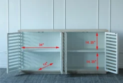 Antique Grey Elm Slatted 4 Door Sideboard -Home Furniture 307306 grey wood buffet detail 48