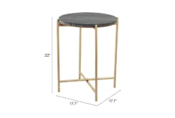 Gray & Gold Marble Top Side Table -Home Furniture 307376 grey metal accent table detail 50