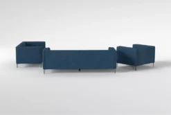 Wesley III Sofa/Loveseat/Chair Set -Home Furniture 307566 blue fabric living room set back 65