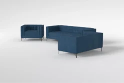 Wesley III Sofa/Loveseat/Chair Set -Home Furniture 307566 blue fabric living room set side 20