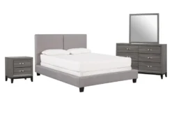 Rylee King Upholstered Panel 4 Piece Bedroom Set With Finley Dresser, Mirror + Nightstand