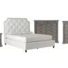 Sophia II Queen Upholstered Storage 4 Piece Bedroom Set With Adriana Chest Of Drawers, Wardrobe + Nightstand