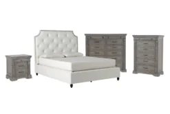 Sophia II Queen Upholstered Storage 4 Piece Bedroom Set With Adriana Chest Of Drawers, Wardrobe + Nightstand