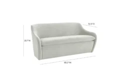 Layne Light Grey Velvet 65" Loveseat -Home Furniture 308730 grey fabric settee detail 45