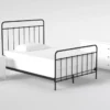 Kyrie Black Full Metal Panel 3 Piece Bedroom Set With Larkin White Dresser + Nightstand
