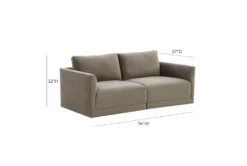 Lyric Taupe Velvet 74" 2 Piece Modular Loveseat -Home Furniture 309169 brown fabric sectional loveseat front 02