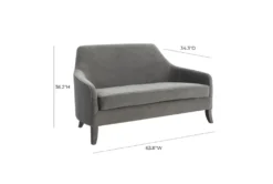 Noel Grey Velvet 64" Loveseat 10 Noel Grey Velvet 64" Loveseat -Home Furniture 309192 grey fabric loveseat front 03