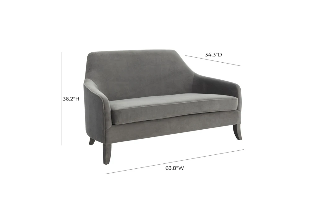 Noel Grey Velvet 64" Loveseat 5 Noel Grey Velvet 64" Loveseat - Image 5