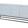Modern Whitewash + Metal Base 4 Door Sideboard
