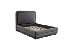 Velma Grey King Velvet Upholstered Platform Bed -Home Furniture 310762 front 03