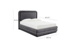 Velma Grey King Velvet Upholstered Platform Bed -Home Furniture 310762 front 04