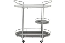 Silver 3-Tier Metal Rolling Bar Cart -Home Furniture 311198 silver metal bar cart back 82