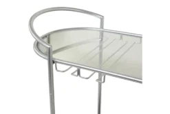 Silver 3-Tier Metal Rolling Bar Cart -Home Furniture 311198 silver metal bar cart detail 44