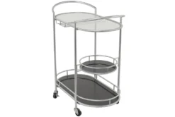 Silver 3-Tier Metal Rolling Bar Cart -Home Furniture 311198 silver metal bar cart material 76