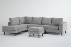 Canela II Dove 114" 2 Piece Sectional With Left Arm Facing Corner Chaise & Ottoman