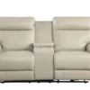 Barton Leather 33" Power Reclining Console Loveseat With Power Headrest & USB