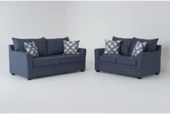 Jaylen Indigo 2 Piece 74" Sofa & Loveseat Set