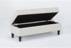 Emery Chiffon Sofa With Reversible Chaise & Storage Ottoman -Home Furniture 312678 white fabric living room set detail 47