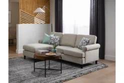 Emery Chiffon Sofa With Reversible Chaise & Storage Ottoman -Home Furniture 312678 white fabric living room set room 87