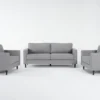Calais Gravel 3 Piece Sofa & 2 Chairs Set