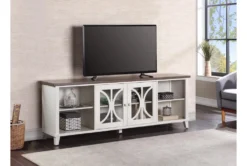 Ferriday 80" White TV Stand -Home Furniture 313256 white wood media console room 86