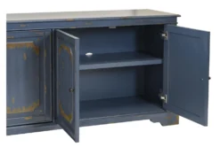 Rune Blue 65" TV Stand -Home Furniture 313289 blue wood media console detail 45