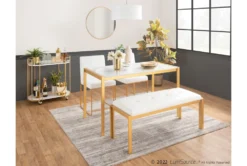 Fede Gold Metal And White Faux Leather Bench -Home Furniture 313723 white faux leather bench room 87