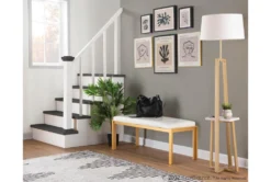 Fede Gold Metal And White Faux Leather Bench -Home Furniture 313723 white faux leather bench room 88