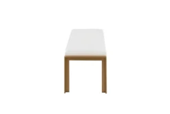 Fede Gold Metal And White Faux Leather Bench -Home Furniture 313723 white faux leather bench side 14