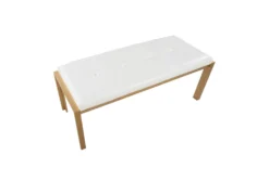 Fede Gold Metal And White Faux Leather Bench -Home Furniture 313723 white faux leather bench top 31