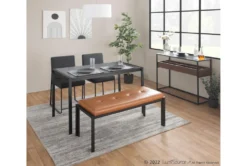 Fede Black Metal And Camel Faux Leather Bench -Home Furniture 313725 brown faux leather bench room 86