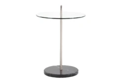 Kate Black Marble, Nickle And Glass Side Table -Home Furniture 313741 silver metal chairside table front 02