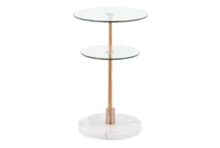 Gem White Marble And Glass Accent Table -Home Furniture 313746 gold metal accent table front 02