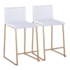 Cara Gold Metal And White Faux Leather Counter Stool Set Of 2