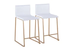Cara Gold Metal And White Faux Leather Counter Stool Set Of 2